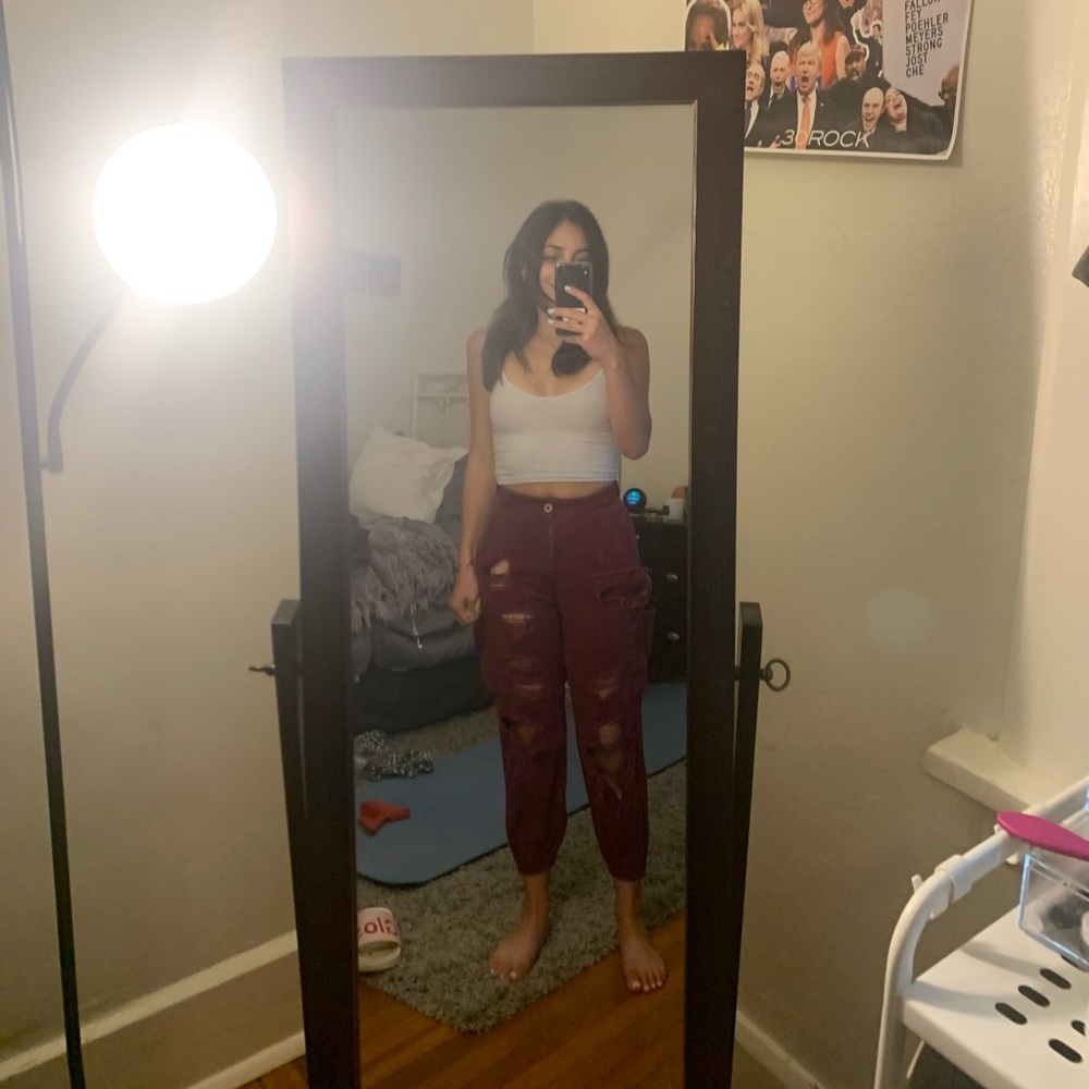 MAROON CARMAR BAGGY GRINDED CARGO PANT
